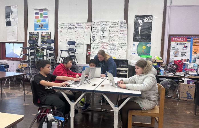  Teacher with students